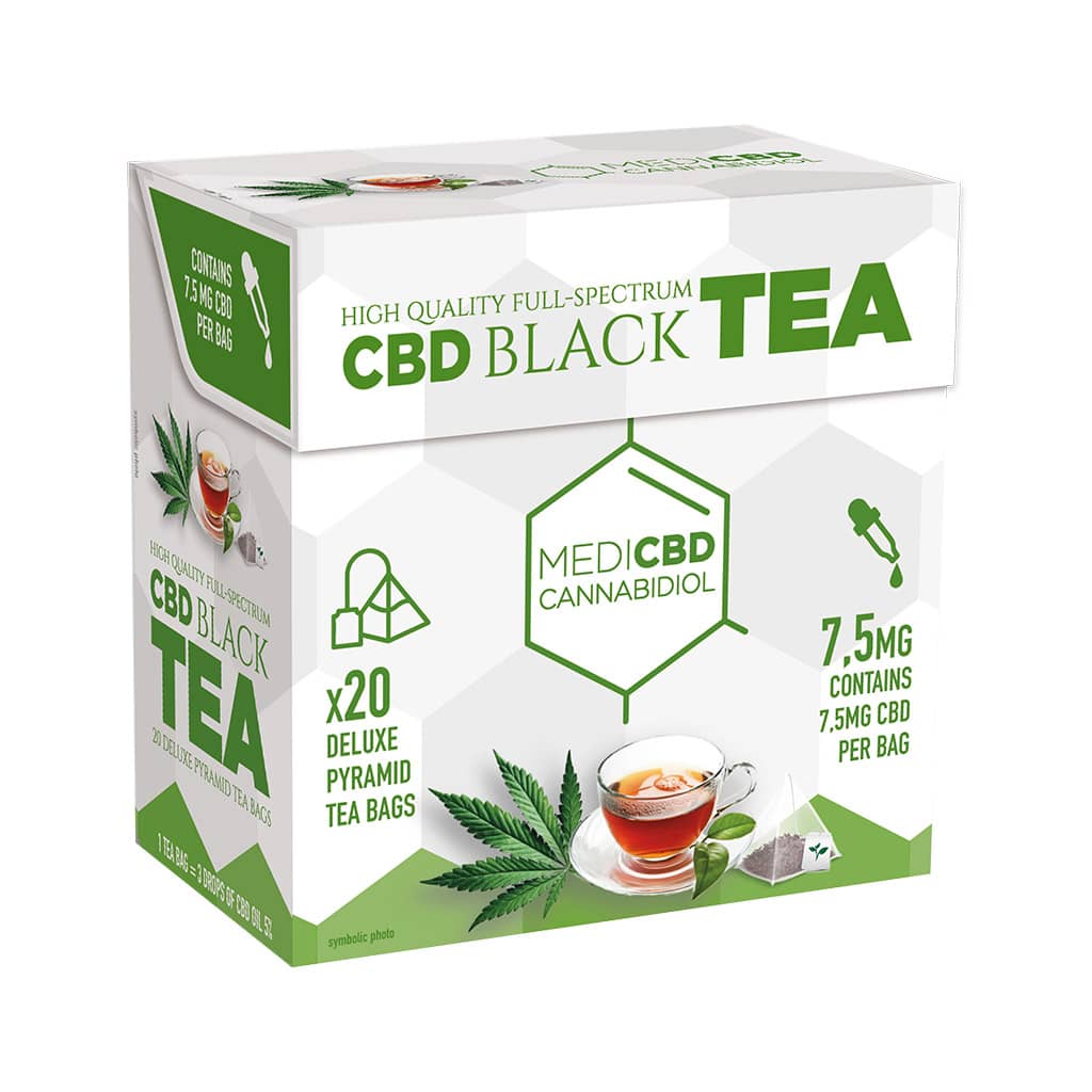 MediCBD Schwarzer Tee (Schachtel mit 20 Pyramiden-Teebeuteln) - 7,5mg CBD