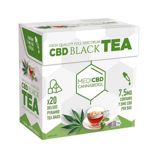 MediCBD Schwarzer Tee (Schachtel mit 20 Pyramiden-Teebeuteln) - 7,5mg CBD